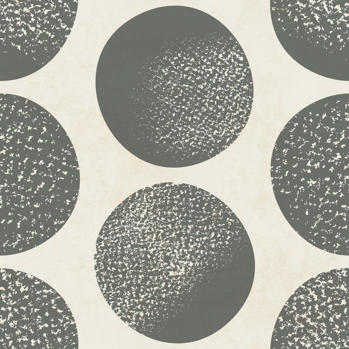 Organic Polka Dots Stippled Modern Slate Grey on Cream Wallpaper⁠ in your room — zoomed