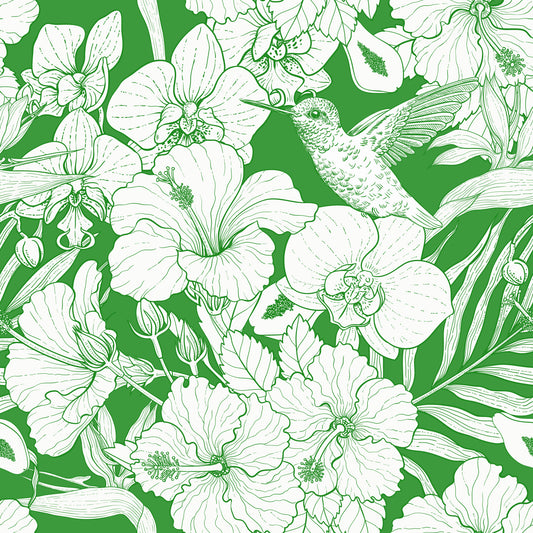 Tropical Florals and Hummingbird - Summer Botanical Garden 6 Wallpaper⁠