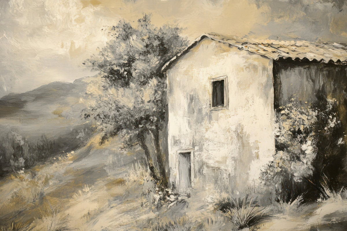 Rustic Retreat: Painterly Landscape Wall Mural in your room