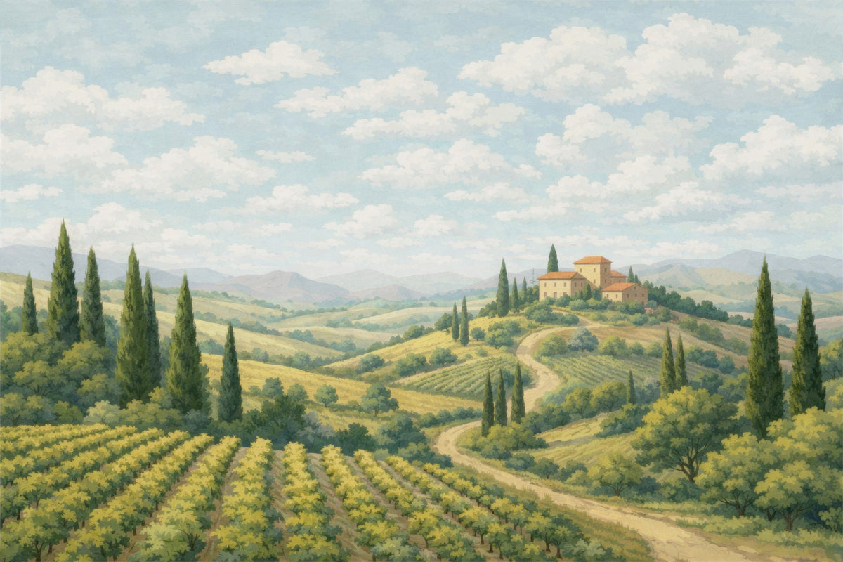 Tuscan Vineyard Vista Wall Mural in your room — zoomed