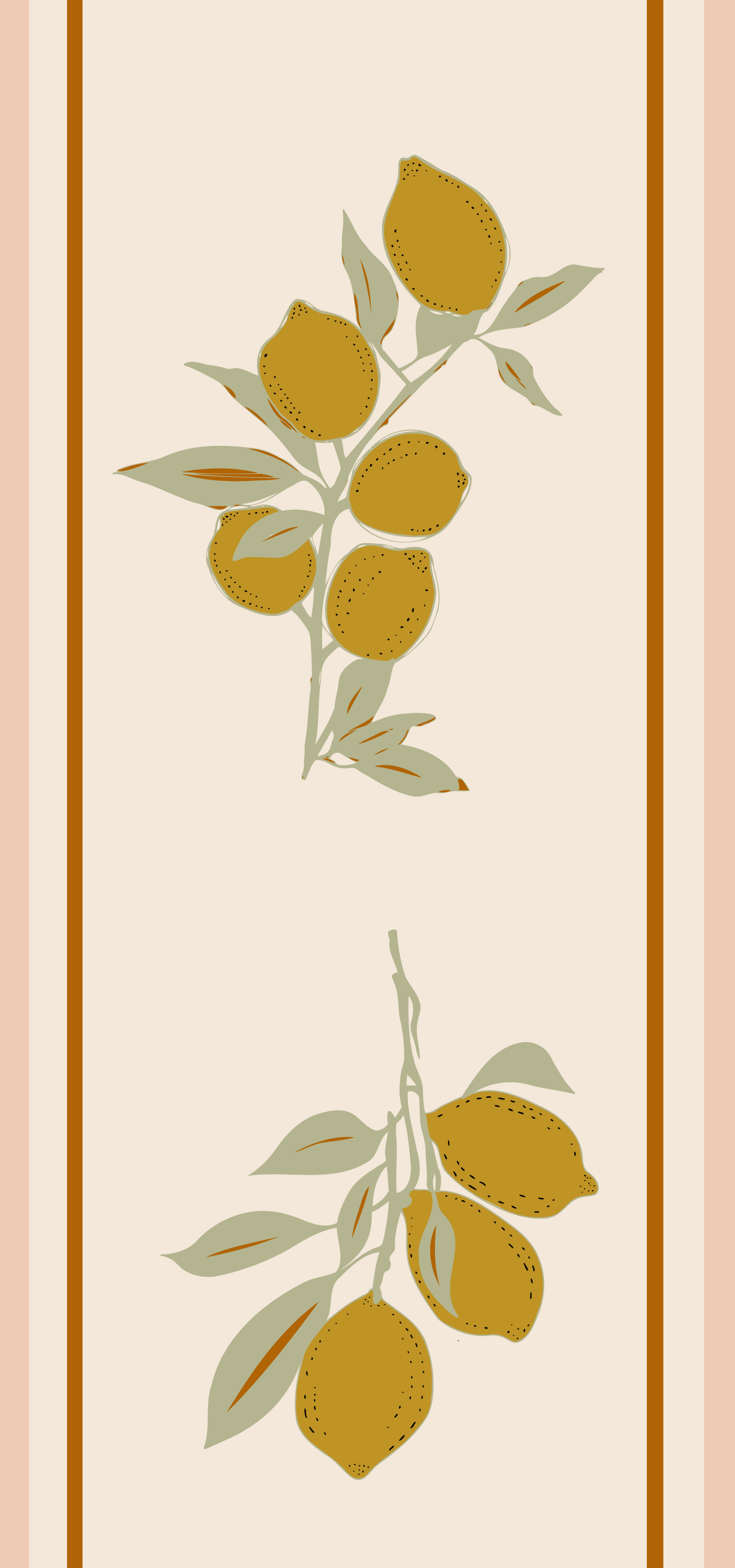 Olive Lemon Branch Wallpaper Mediterranean Style Wallpaper⁠