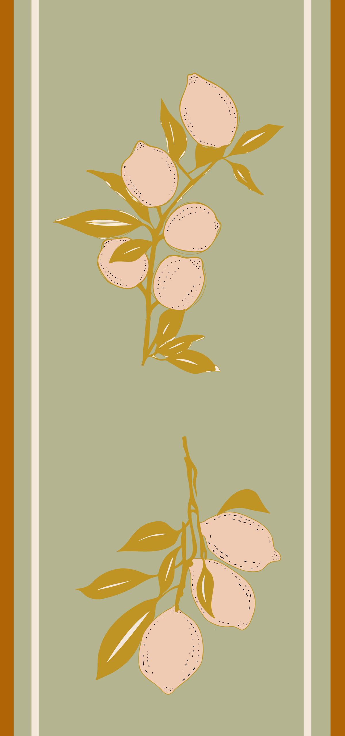 Sage Lemon Branch Wallpaper Mediterranean Style Wallpaper⁠ in your room — zoomed
