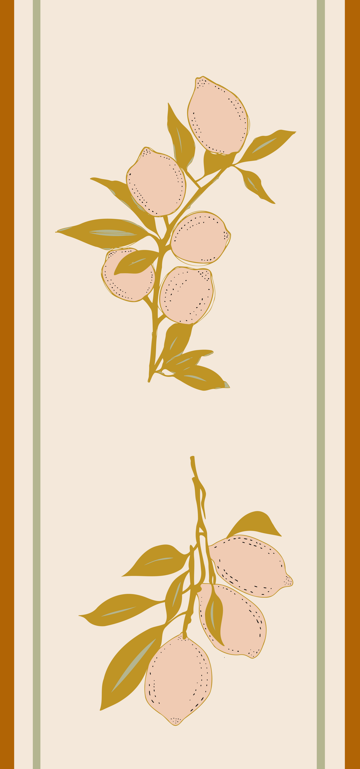 Pink Lemon Branch Wallpaper Mediterranean Style Wallpaper⁠