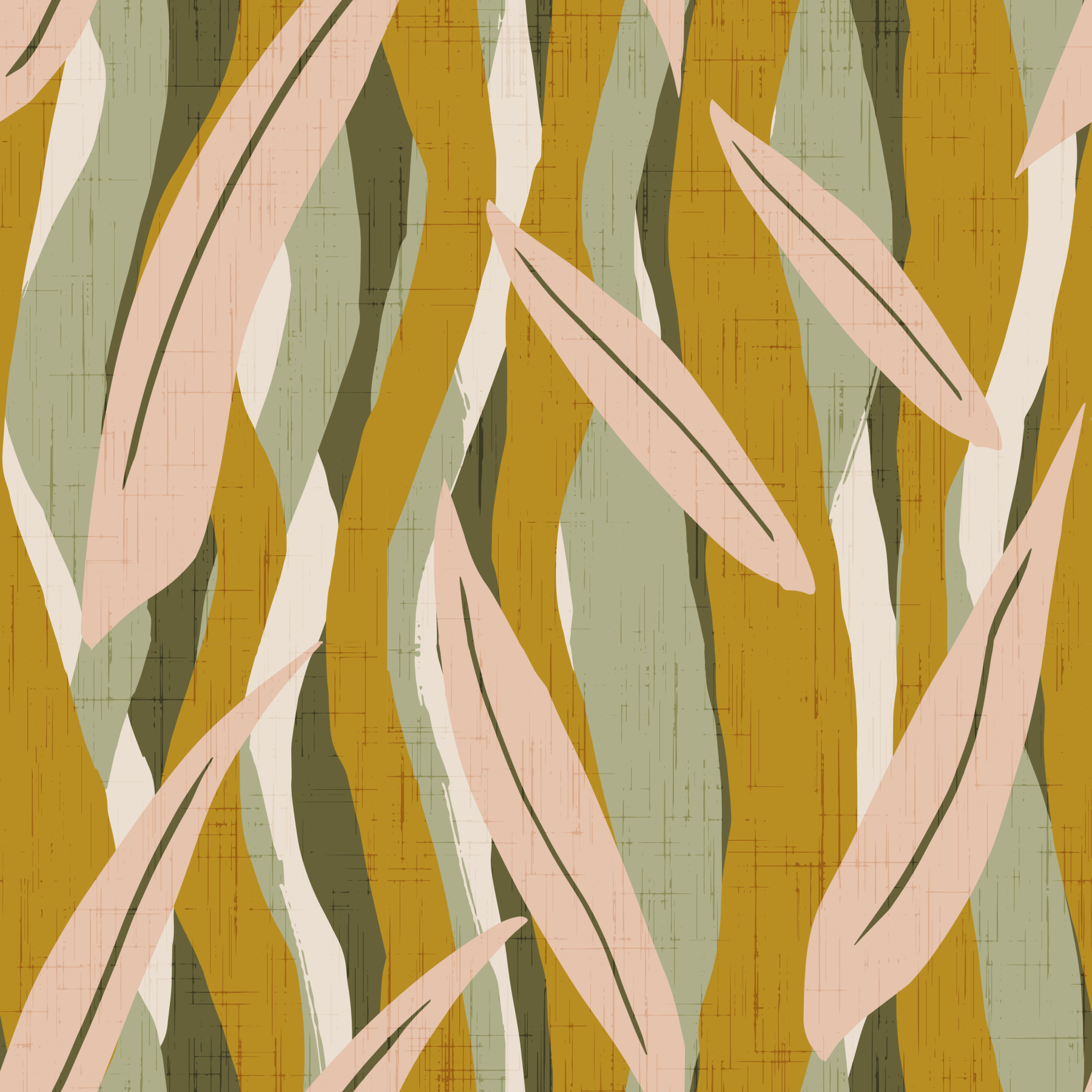 Olive Pink Leaf Stripe Wallpaper Boho Organic Wallpaper⁠ in your room — zoomed