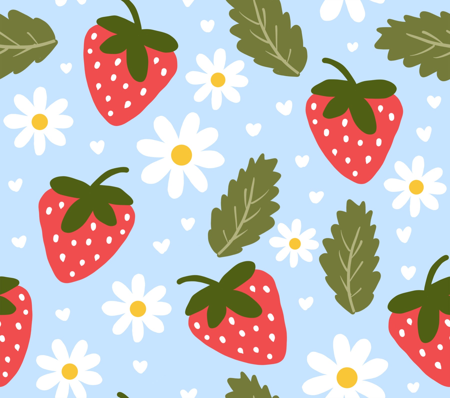 Sweet Berry Bloom wallpaper with strawberries and daisies in a dining room