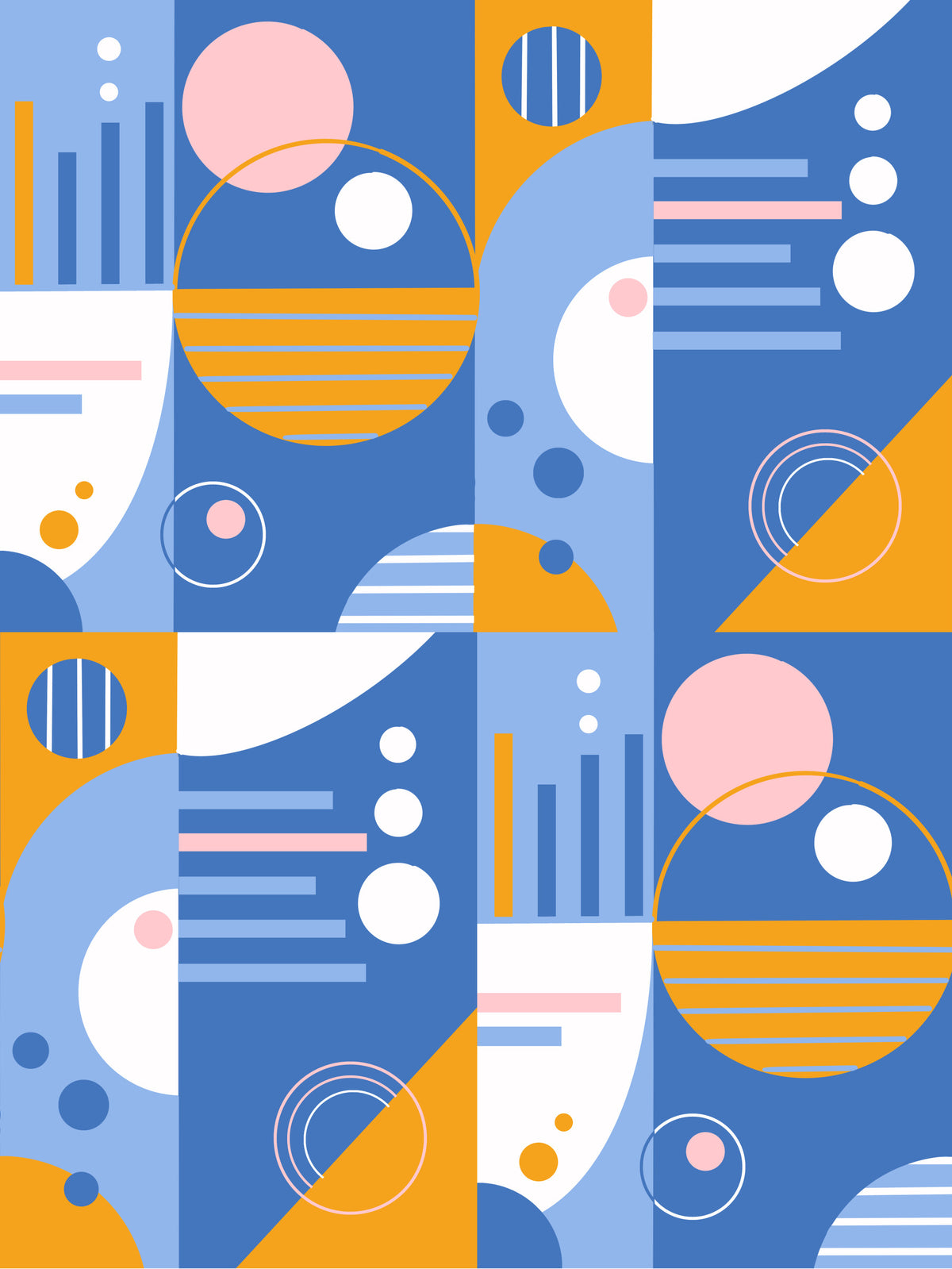 Retro Geo Blocks Wallpaper⁠ in your room — zoomed