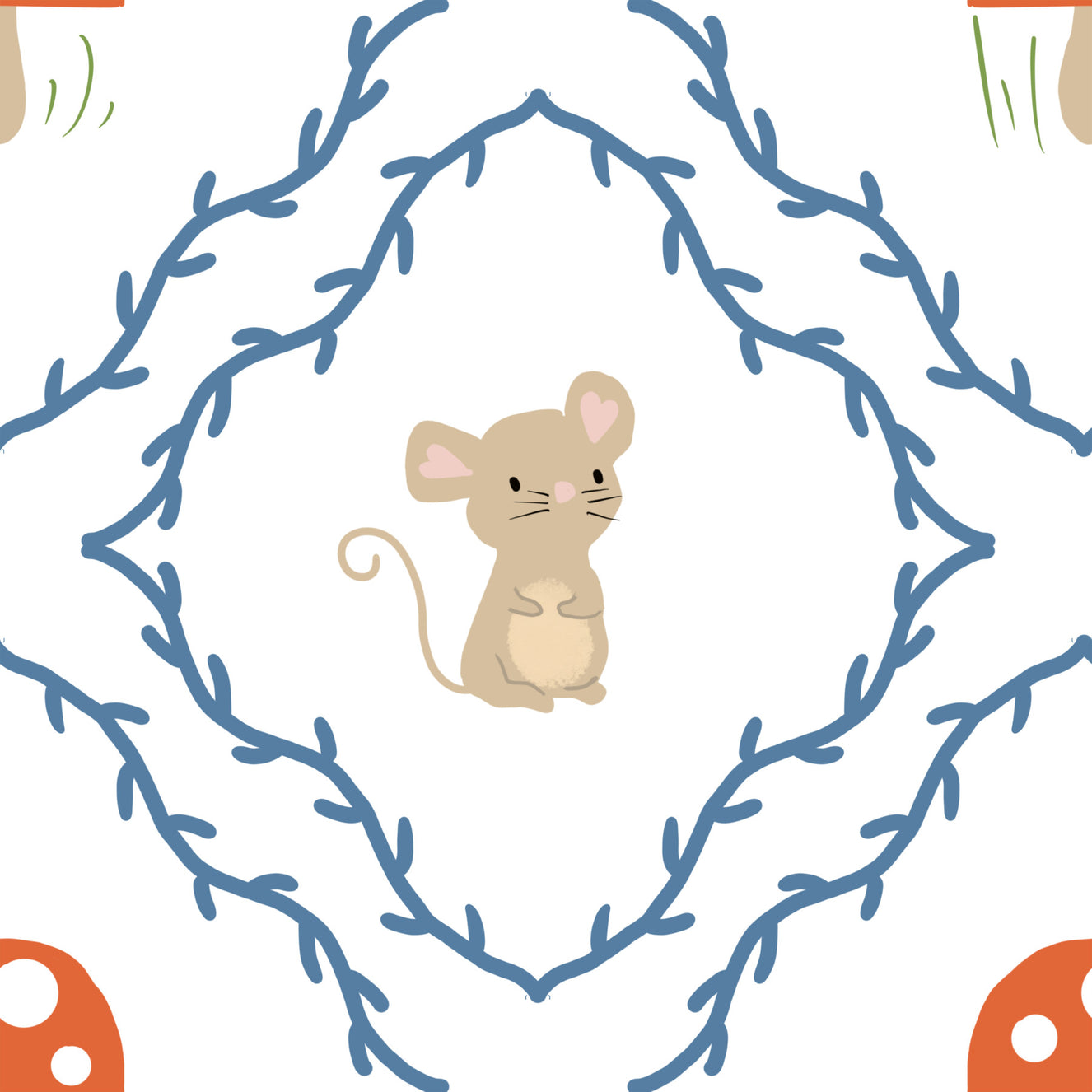 Whimsical Woodland Mouse Wallpaper⁠