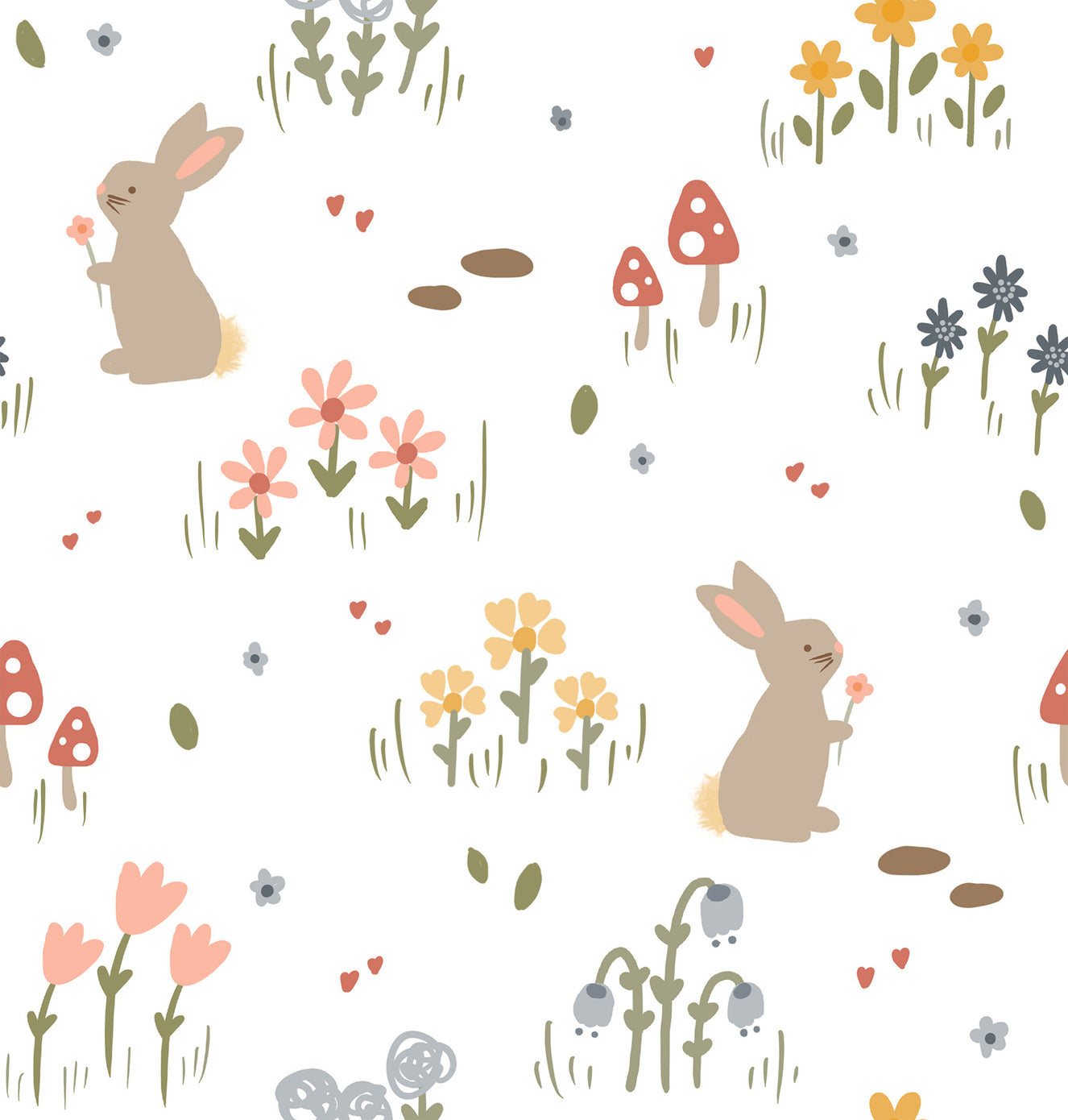 Sweet Meadow Bunnies Wallpaper⁠