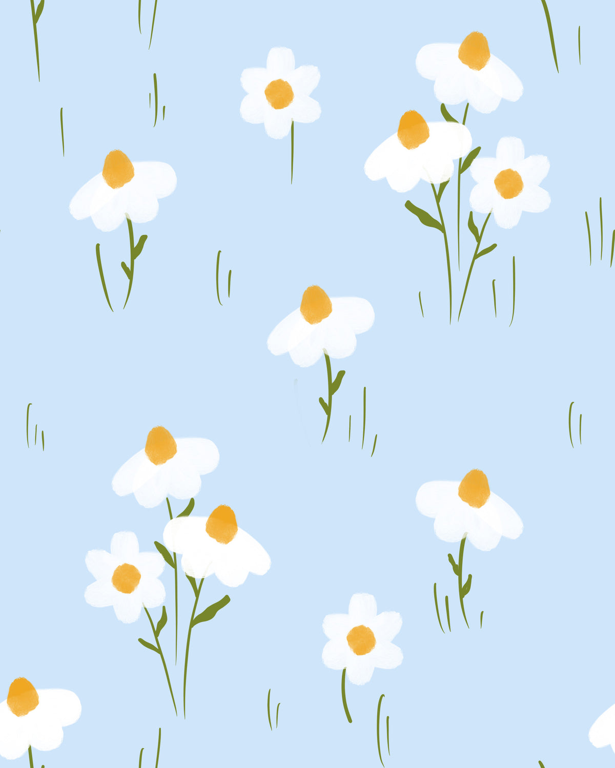 Daisy Dreams on Blue Wallpaper⁠