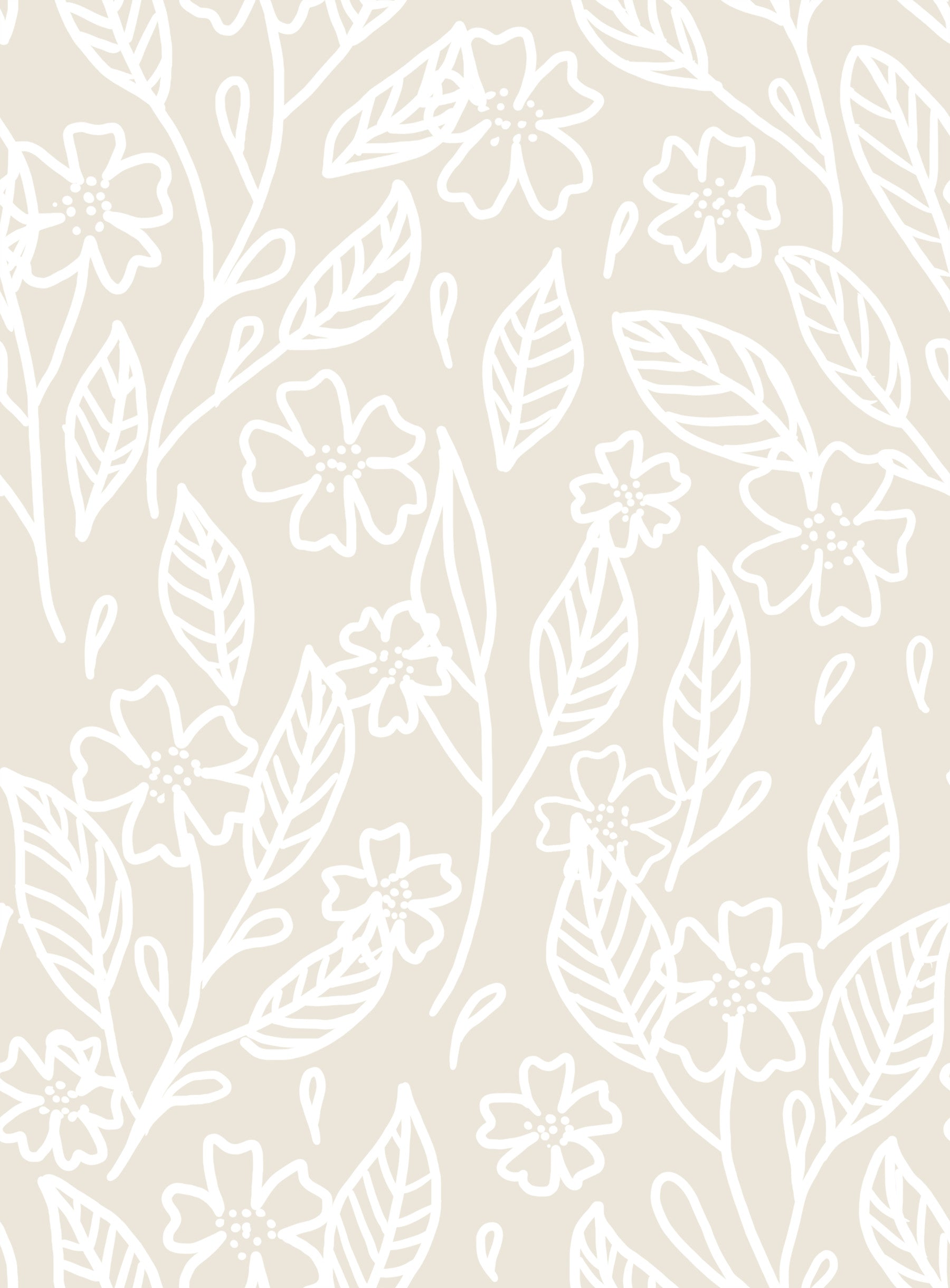 Dining room with beige toned Neutral Floral Wallpaper 
