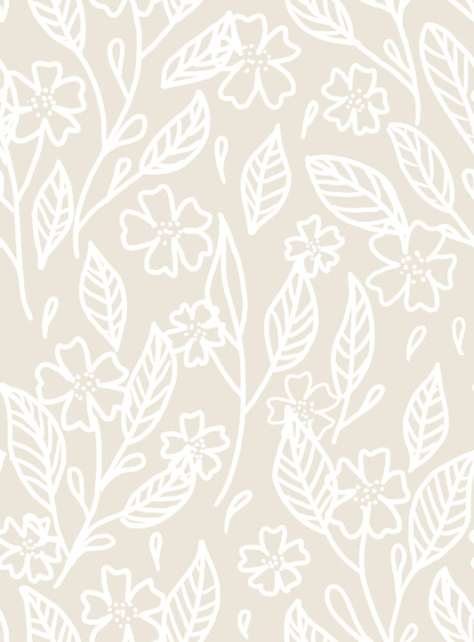 Neutral Floral Wallpaper⁠