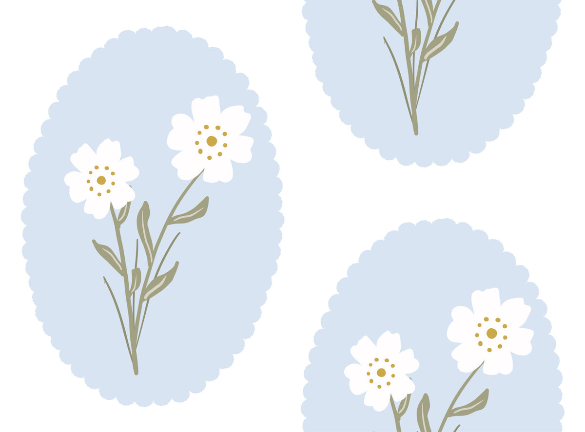 Scalloped Floral Serenity Wallpaper⁠