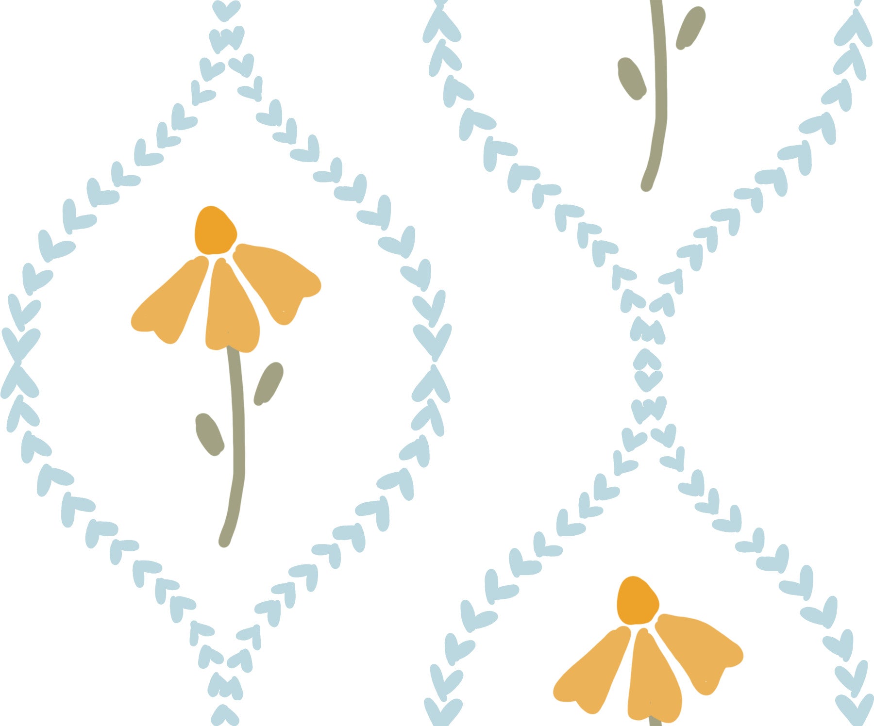 Sweet Heart Blossom Pattern Wallpaper⁠