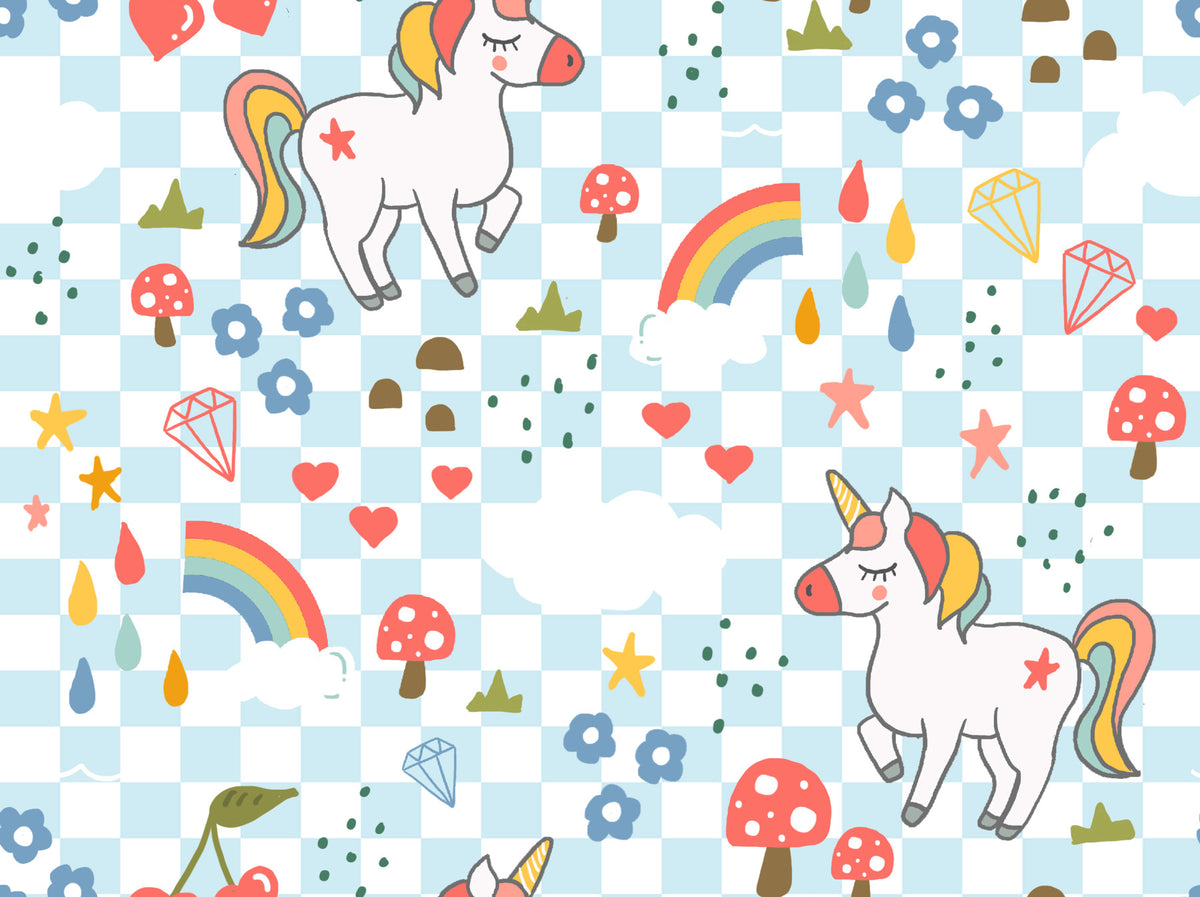 Checkerboard Unicorn Dreams Wallpaper⁠ in your room — zoomed