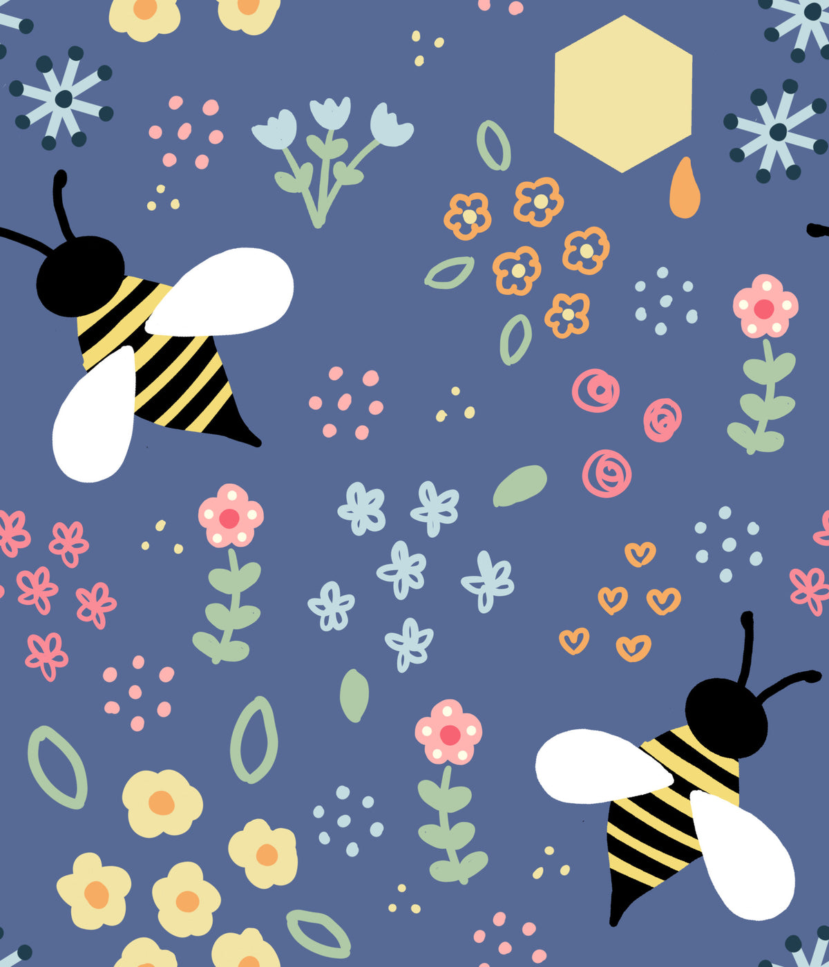 Whimsical Bee Garden Wallpaper⁠ in your room — zoomed
