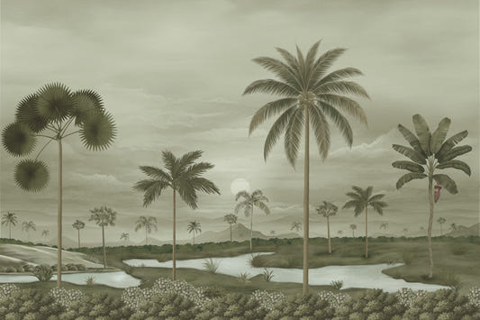 Muted Tropical Riverbend Wall Mural