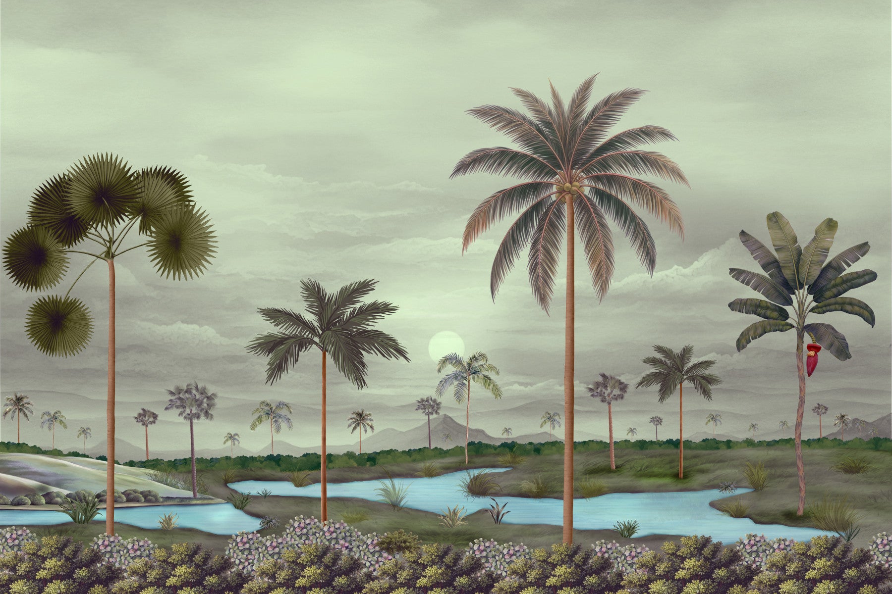Tropical Serenity Riverbanks Wall Mural