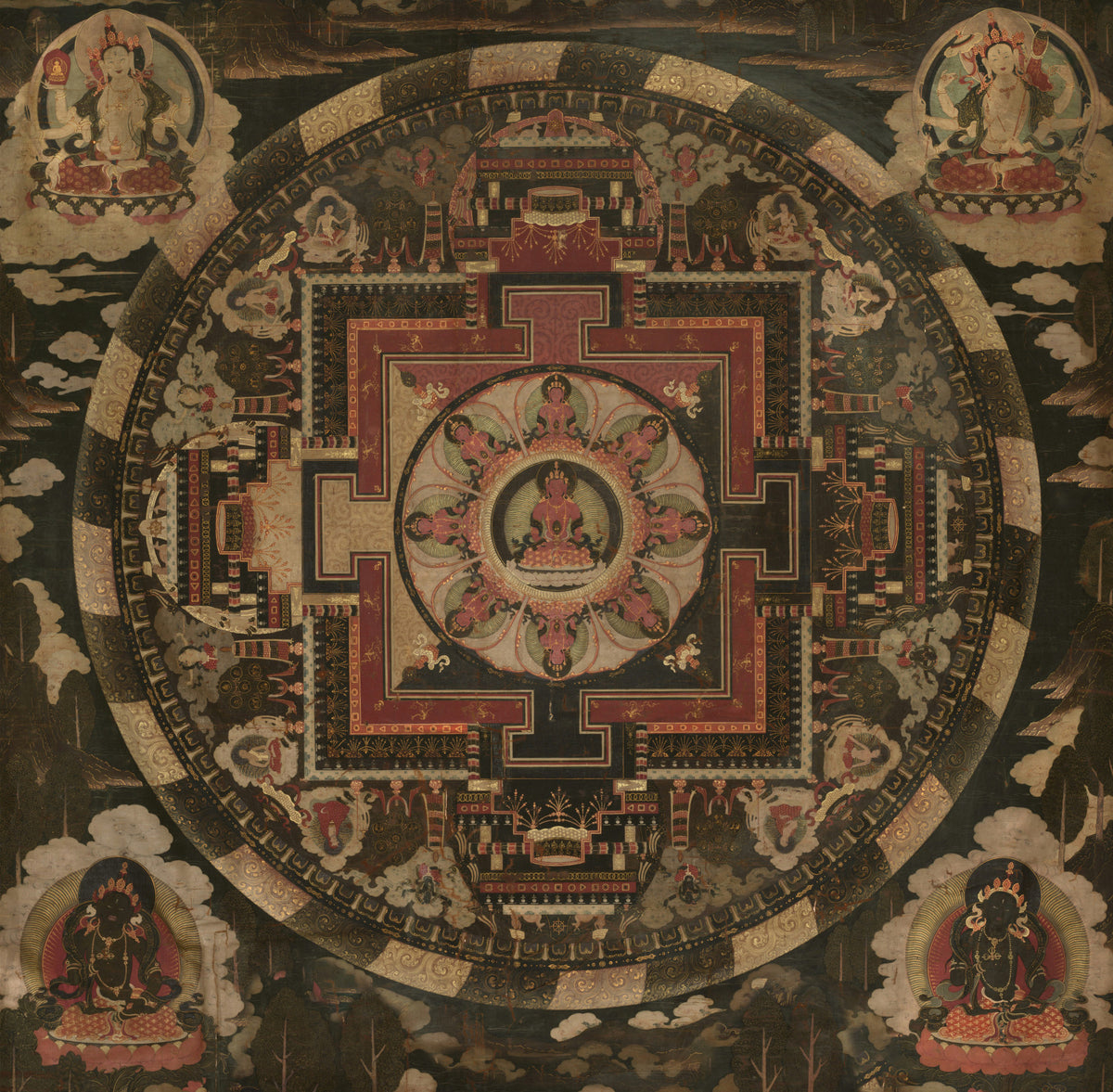 Sacred Mandala Tapestry Wall Mural in your room — zoomed