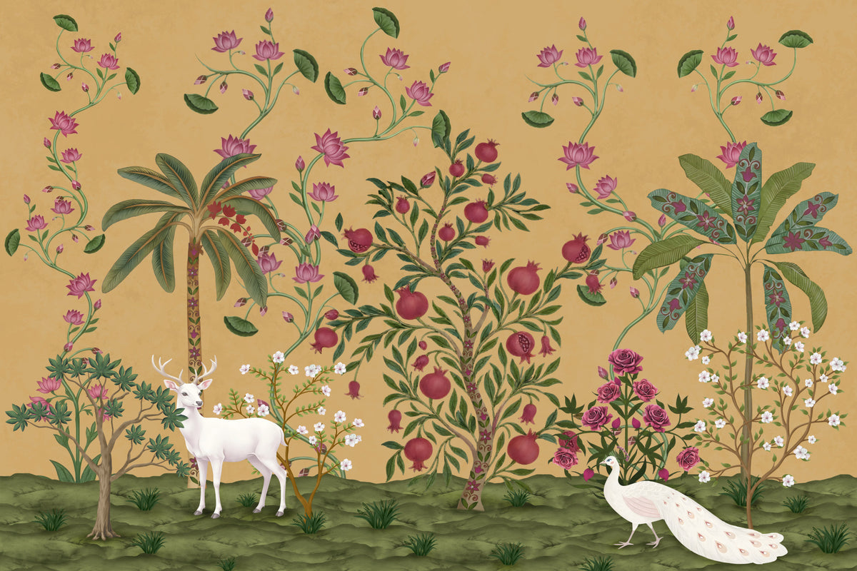 Mughal Garden Serenity Wall Mural in your room — zoomed