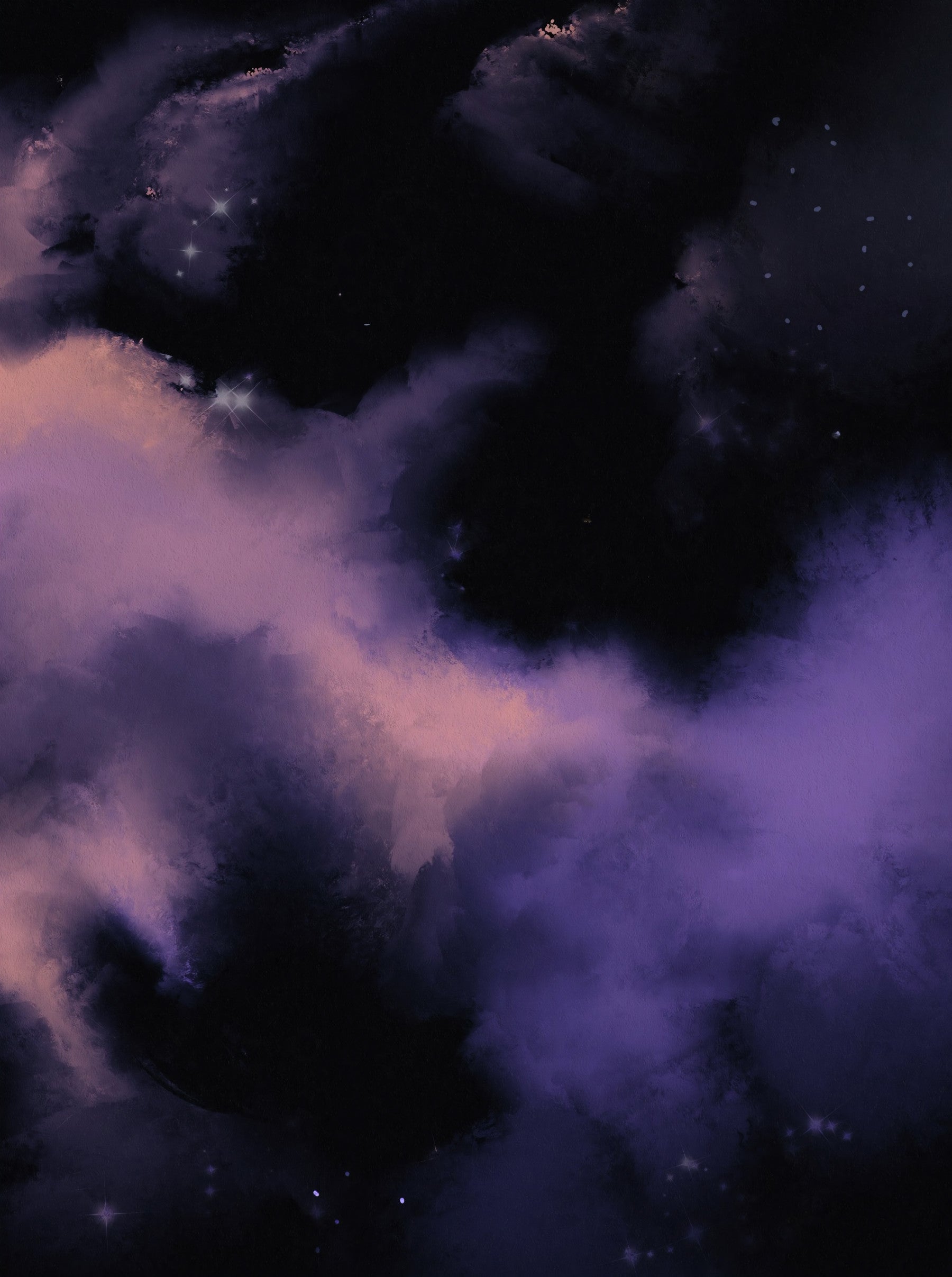 Hallway area glowing under the Nebula Galaxy cosmos wall mural