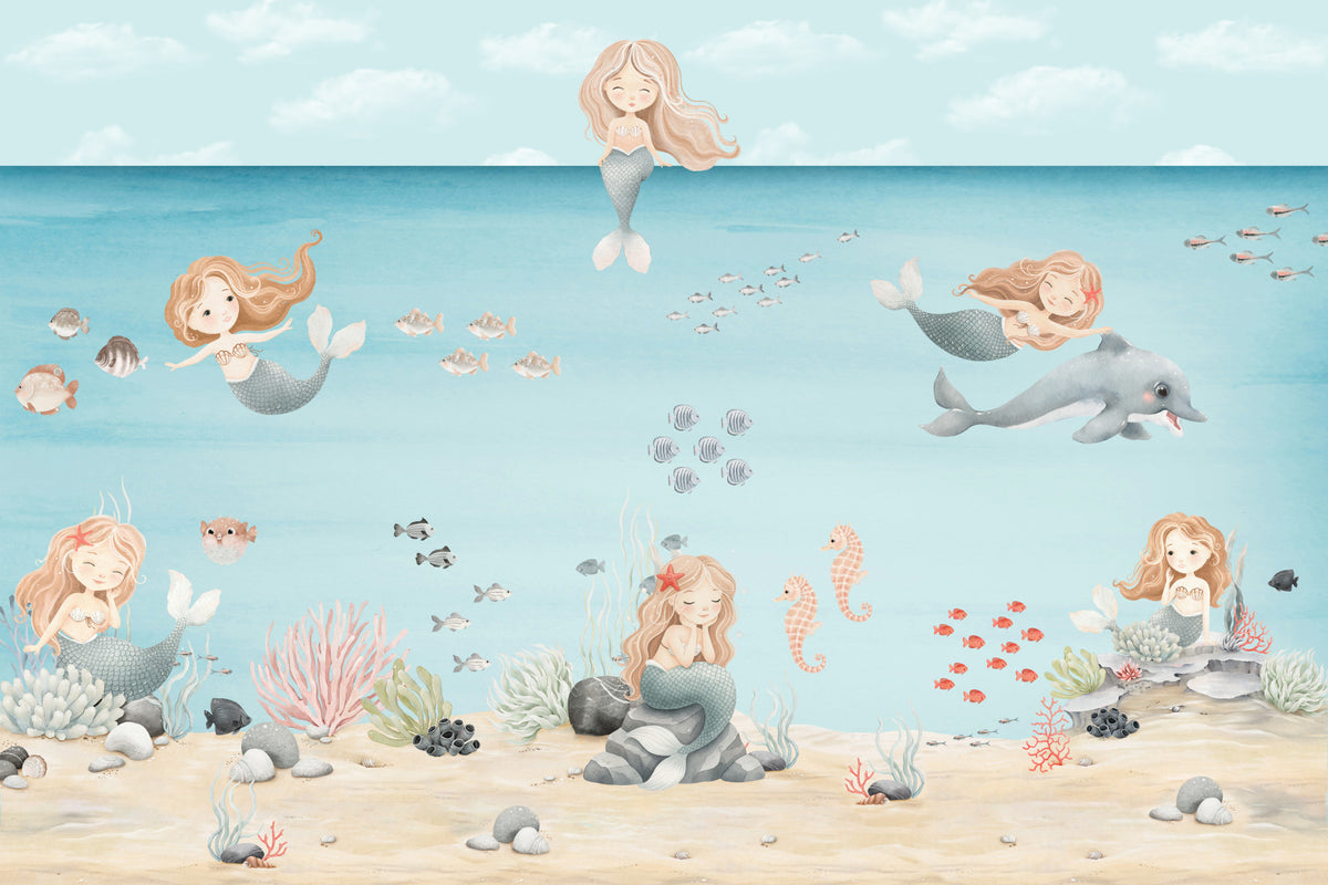 Mermaid Lagoon Dreams Wall Mural in your room — zoomed