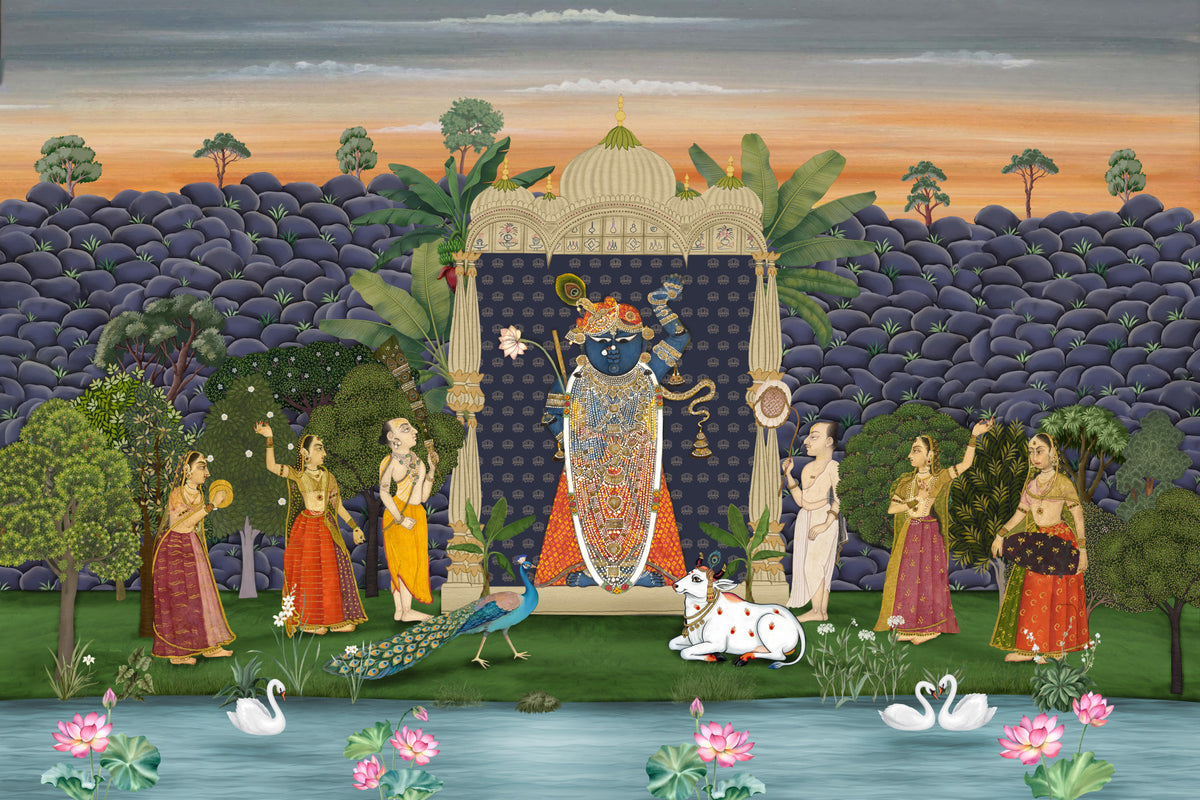 Sacred Garden: Pichwai Serenity Wall Mural in your room