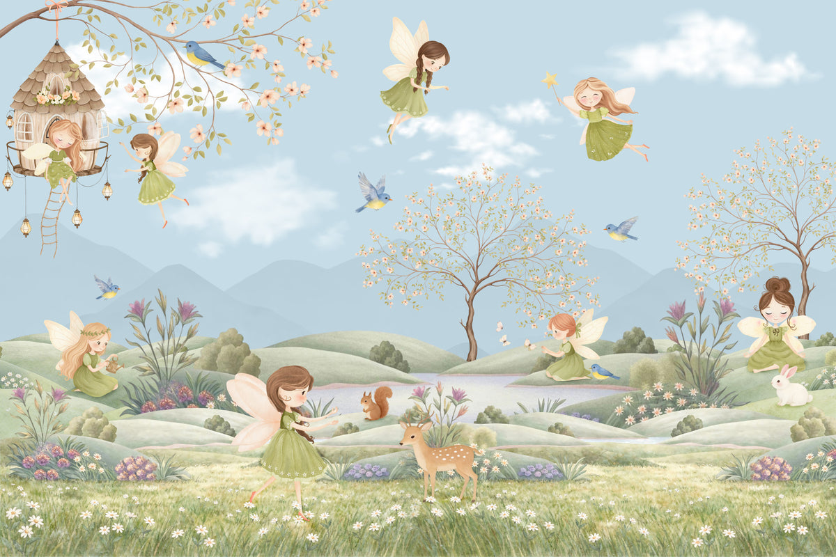 Fairy Meadow Dreams Wall Mural in your room — zoomed