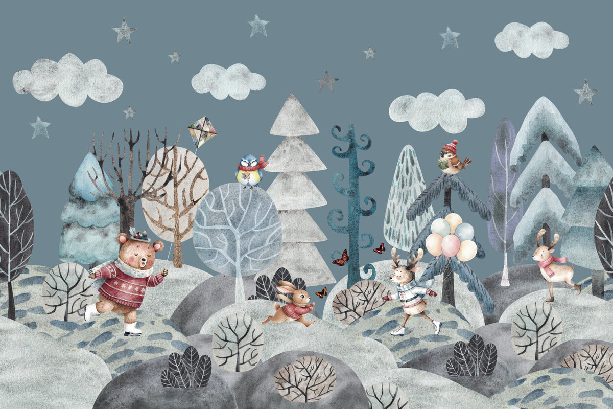 Frolicking Forest Friends Wall Mural in your room