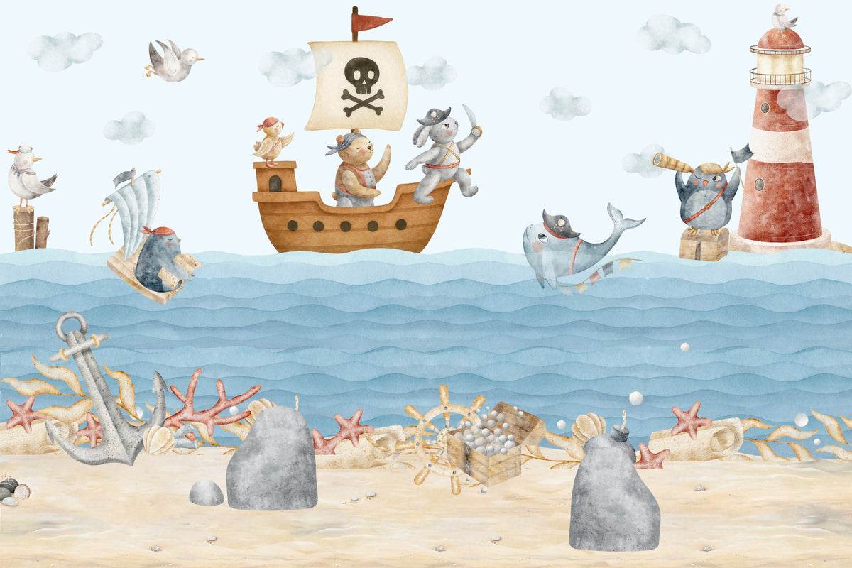 Nautical Friends Ahoy! Wall Mural in your room