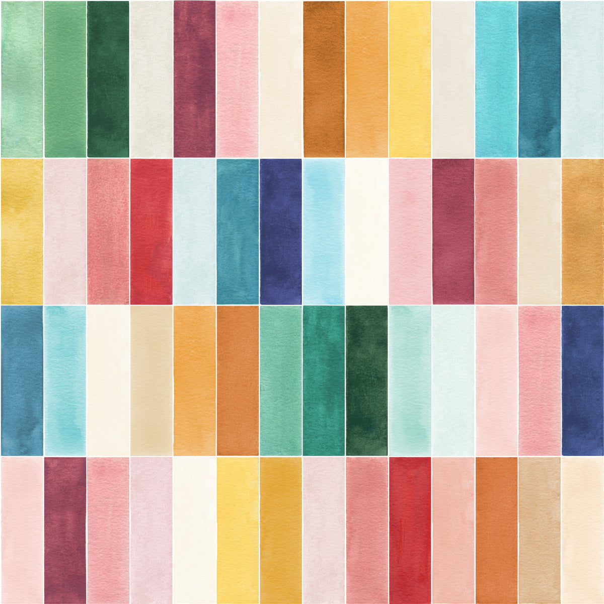 Modern Rectangular Tiles Colorful Watercolor Wallpaper⁠ in your room