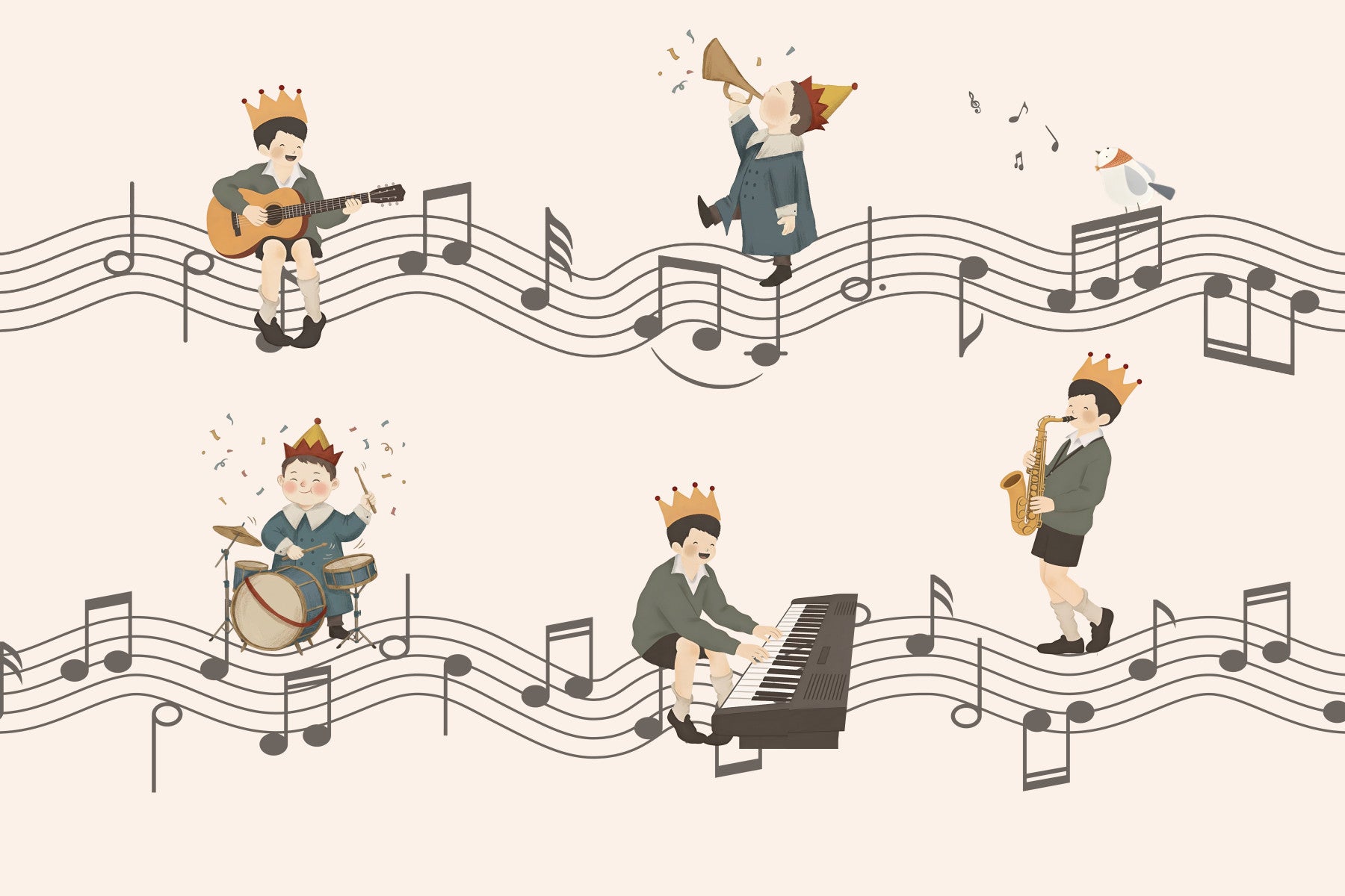 Whimsical Melody Makers Wall Mural