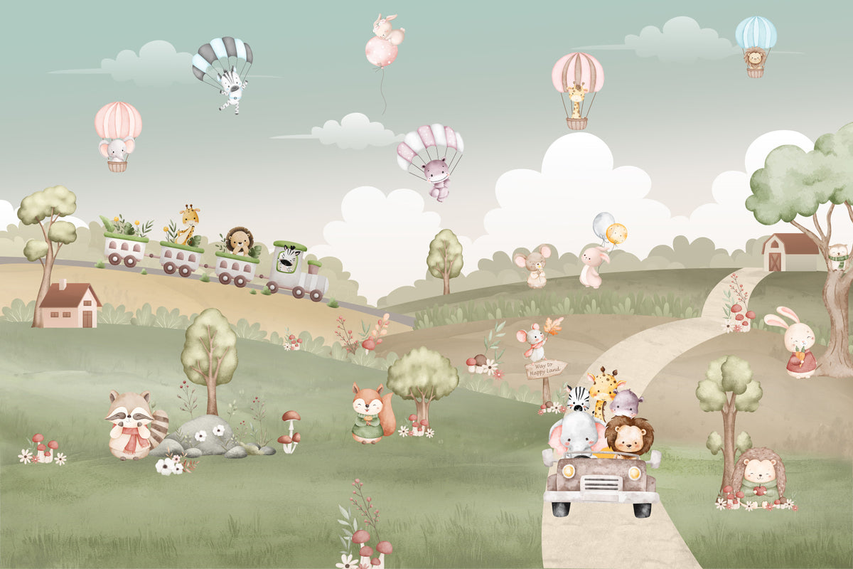 Whimsical Woodland Adventure Wall Mural in your room