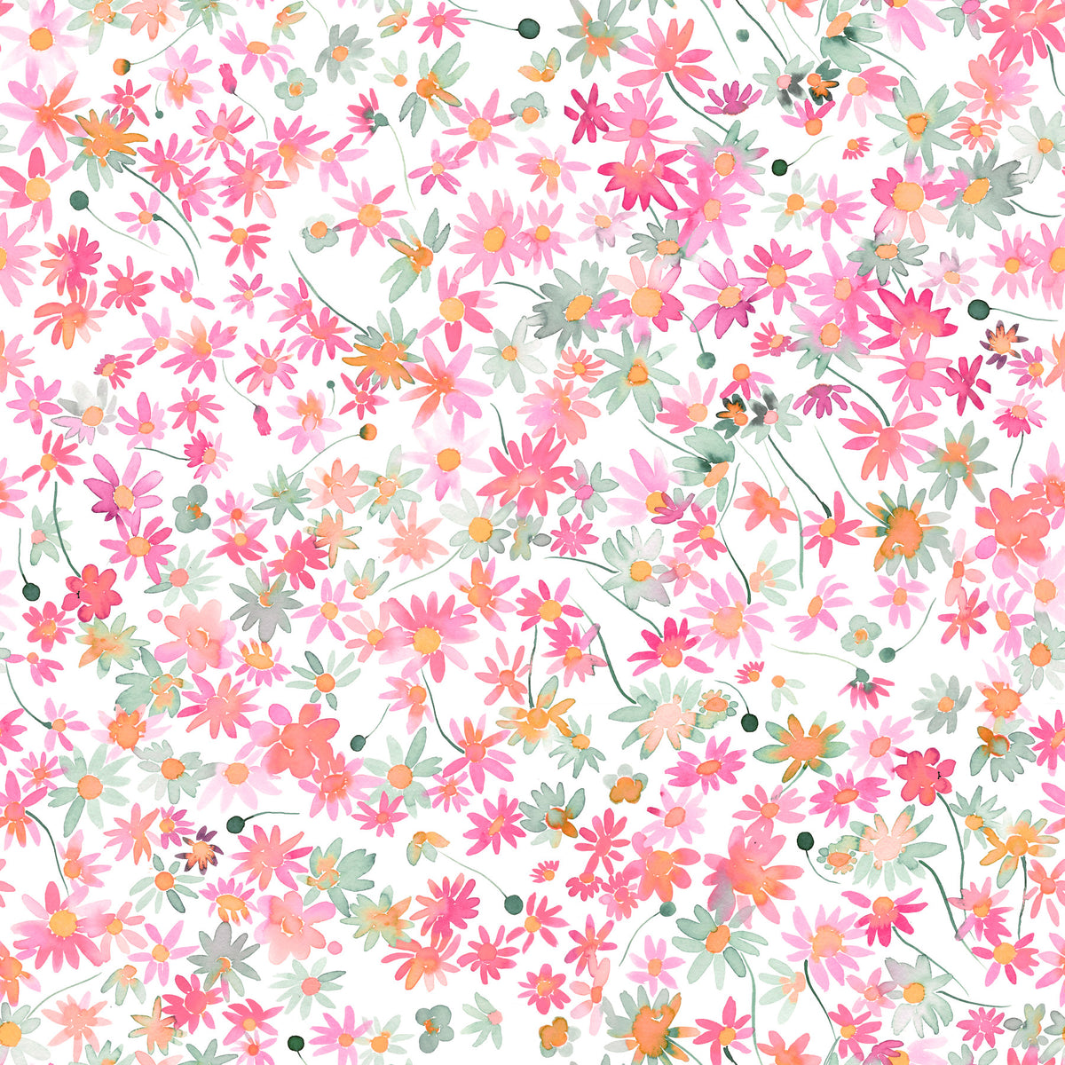 Watercolor Daisy Dance Wallpaper⁠ in your room — zoomed