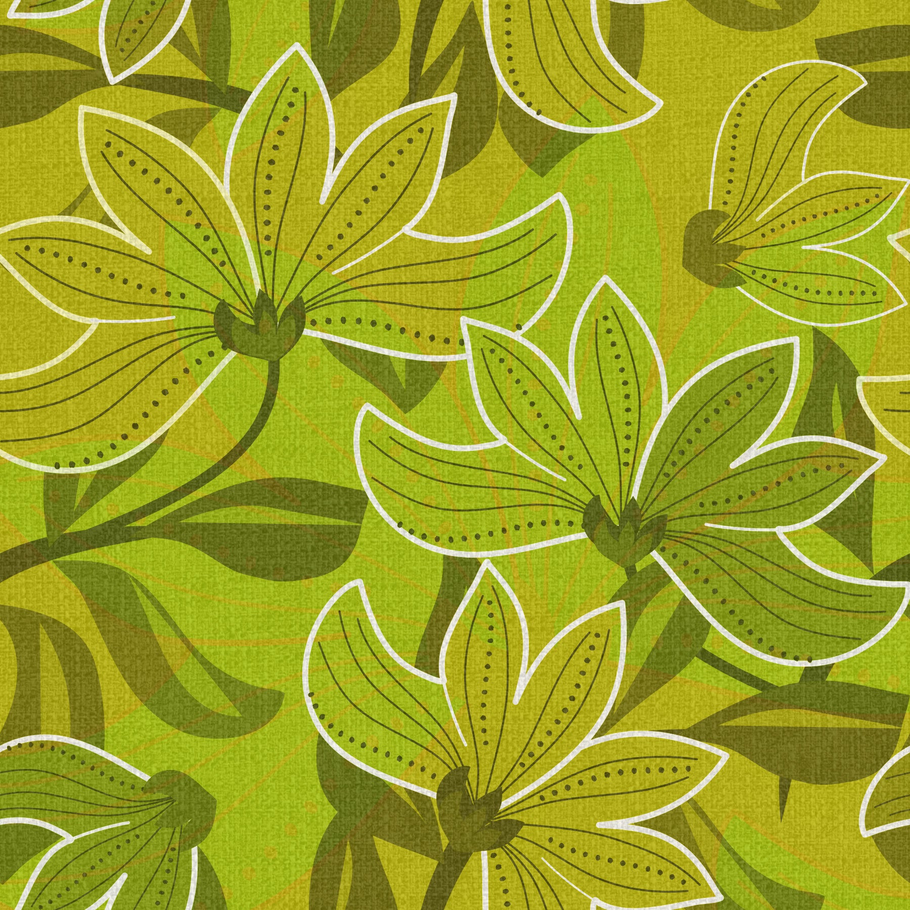 Dining room set with the Groovy Green Bloom wallpaper 