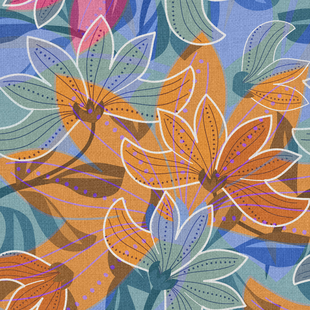 Layered Floral Canvas Wallpaper⁠ in your room