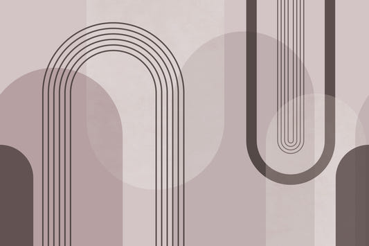 Geometric Harmony in Mauve Wall Mural