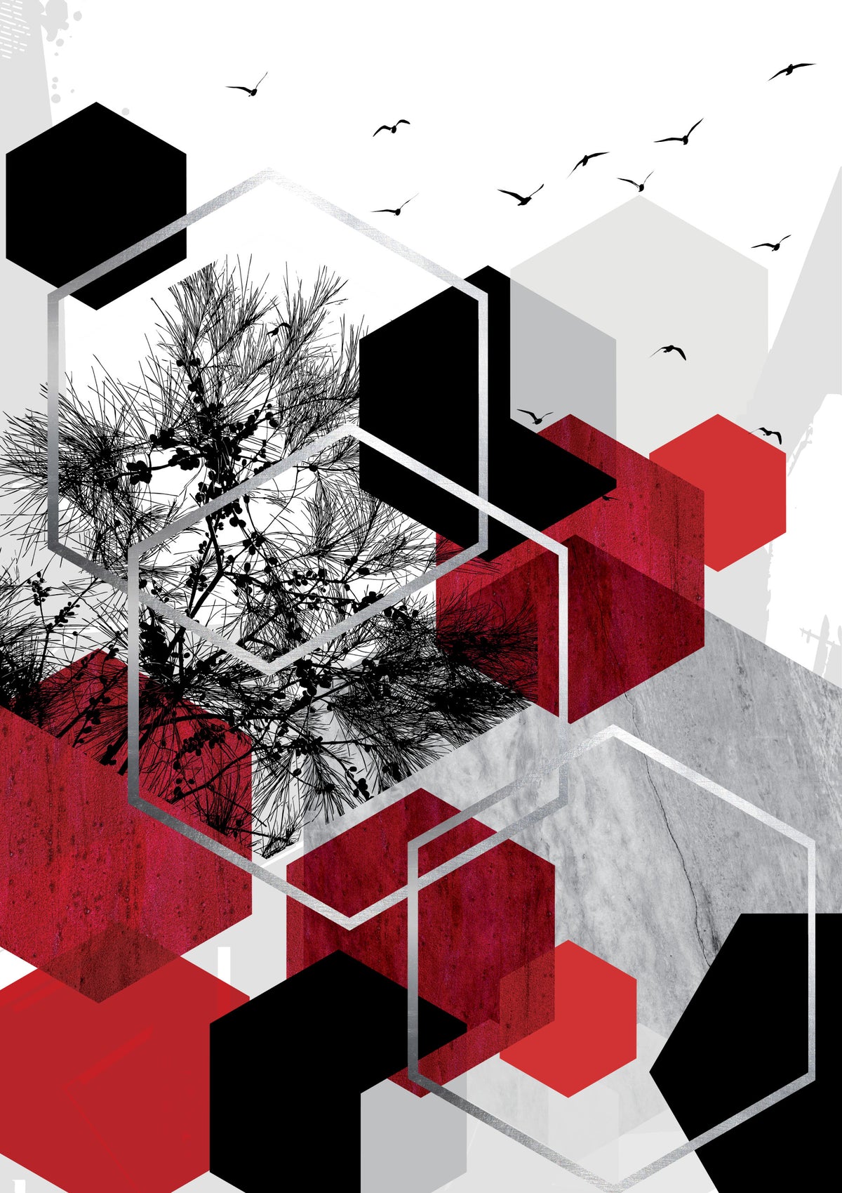 Urban Nature Contrast Wall Mural in your room — zoomed