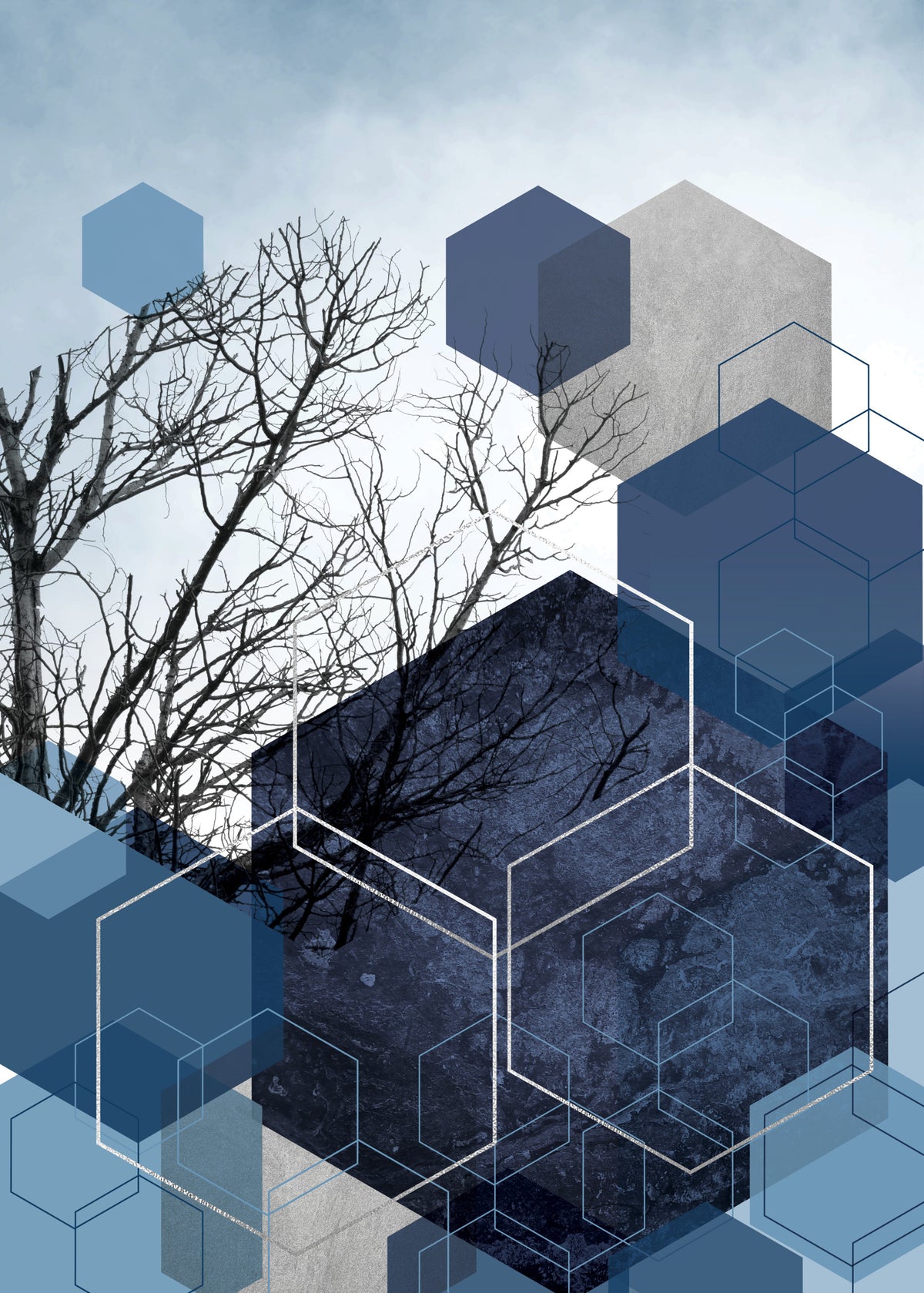 Geometric Sky Embrace Wall Mural in your room — zoomed