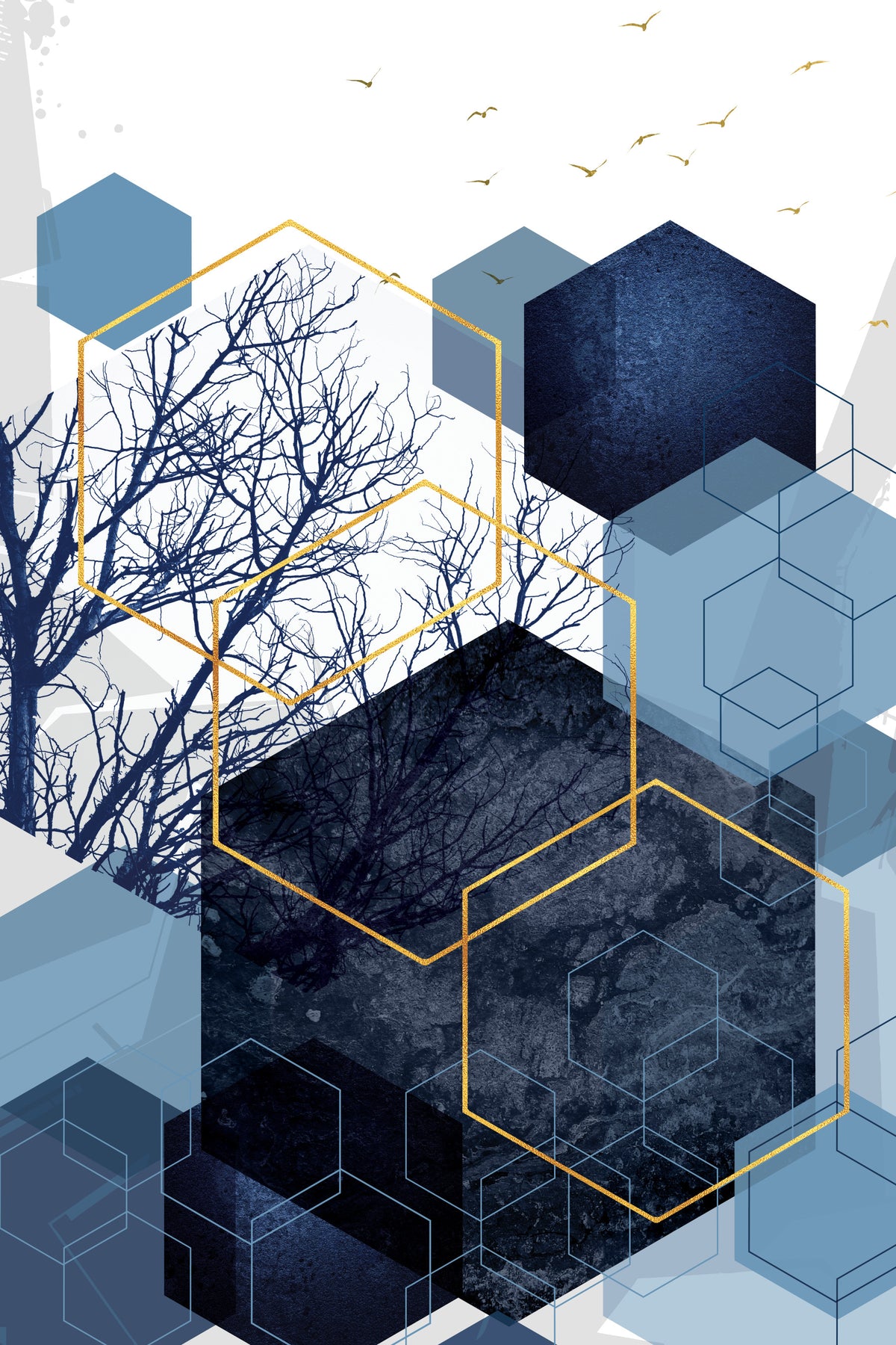 Azure Geometry Wall Mural in your room — zoomed