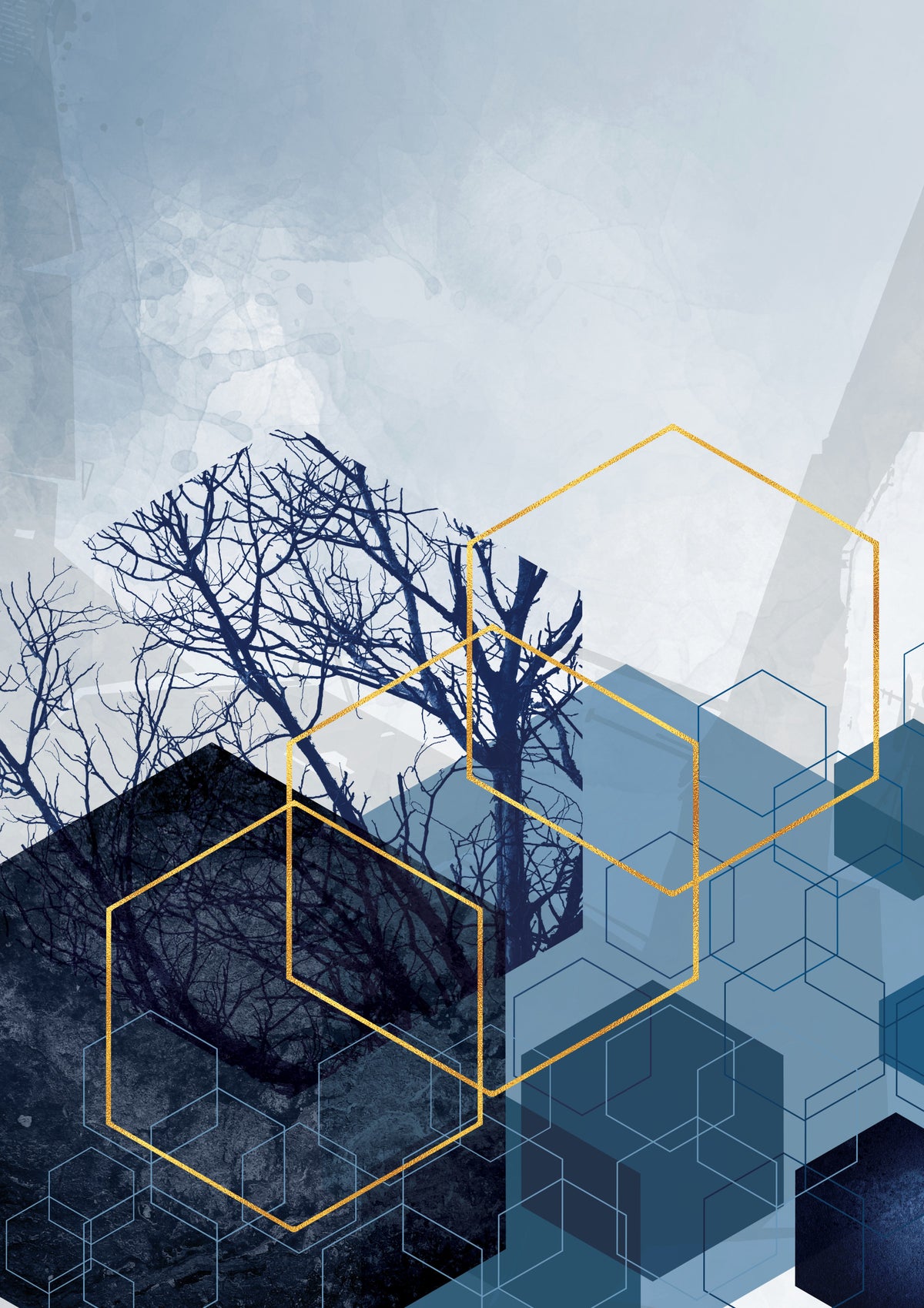 Geometric Forest Glimmer 2 Wall Mural