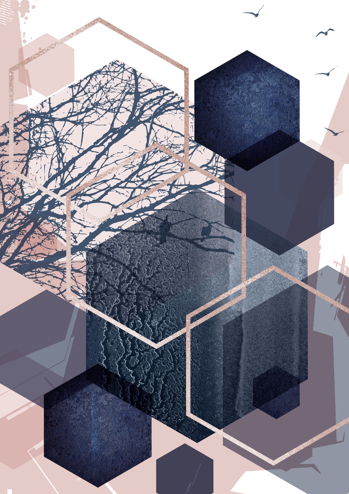Geometric Forest Flight Wall Mural in your room