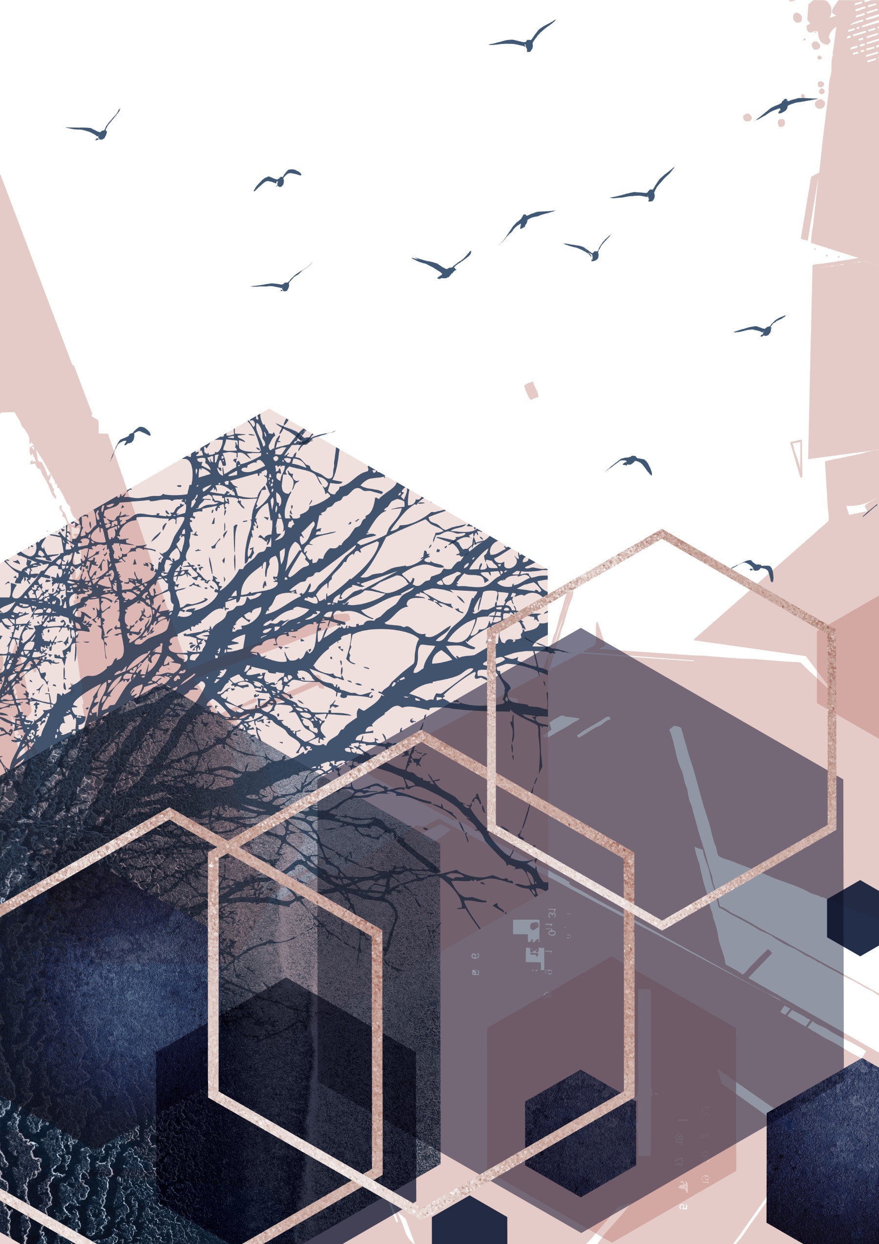Geometric Forest Flight 2 Wall Mural