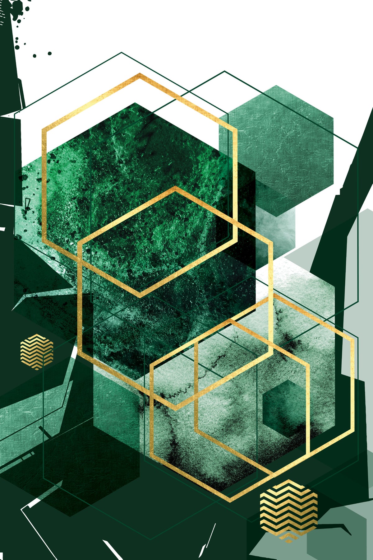 Verdant Hexagon Glamour Wall Mural in your room