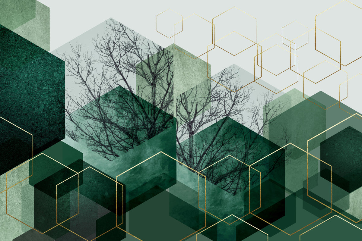 Verdant Hexascape Wall Mural in your room