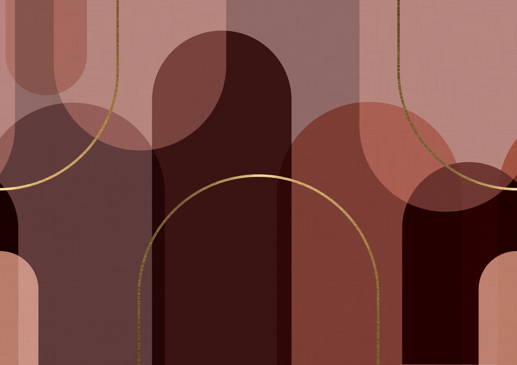 Office area Golden Arc Serenity wall mural with layered burgundy arches
