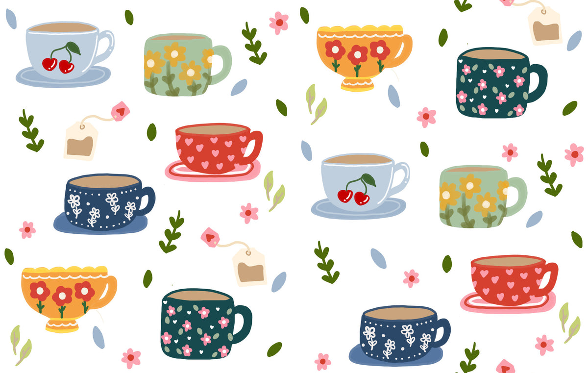 Coffee Cups and Flowers Wallpaper⁠ in your room
