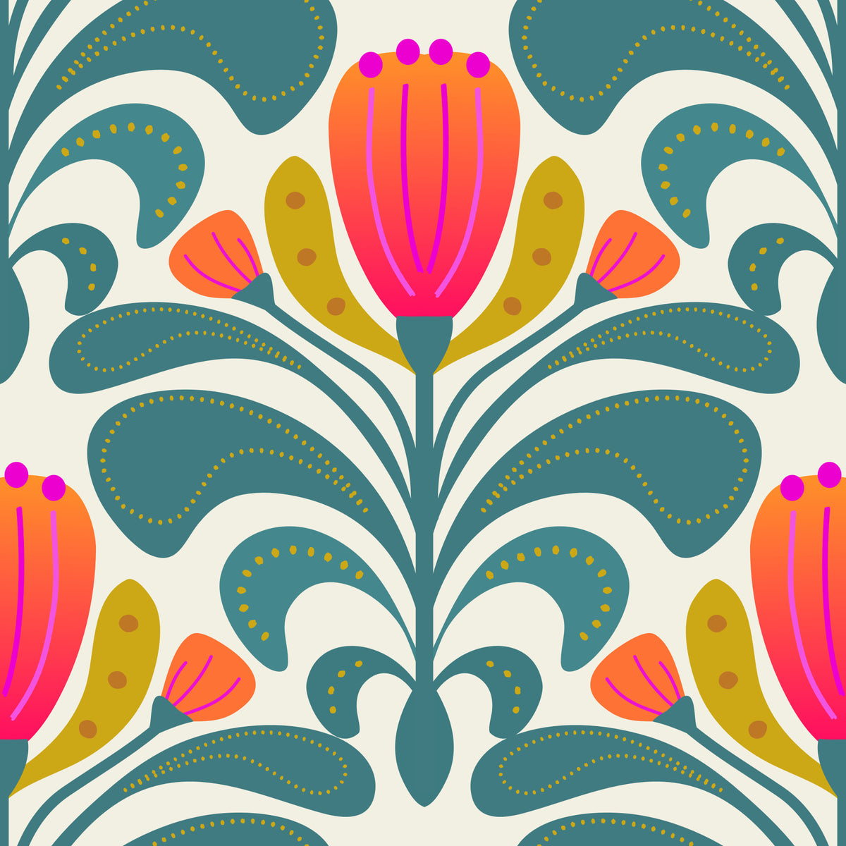 Bold Botanical Tapestry Wallpaper⁠ in your room — zoomed