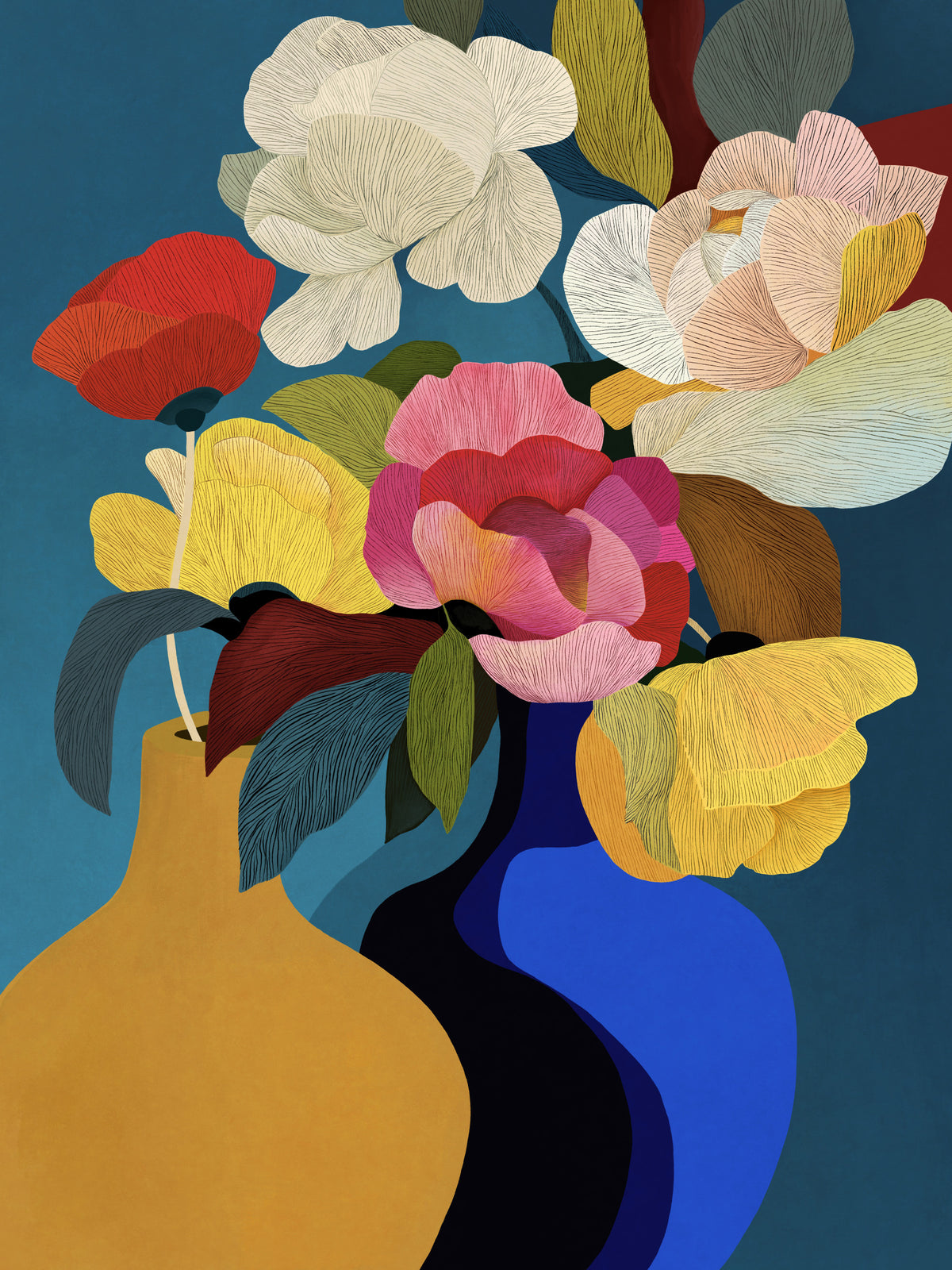 Vibrant Botanical Harmony Wall Mural in your room