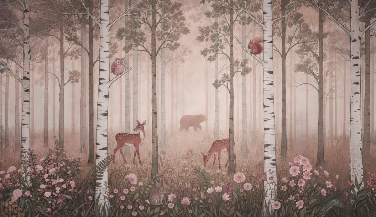 Forest Animals and Wildflowers –  Dawn Wall Mural in your room