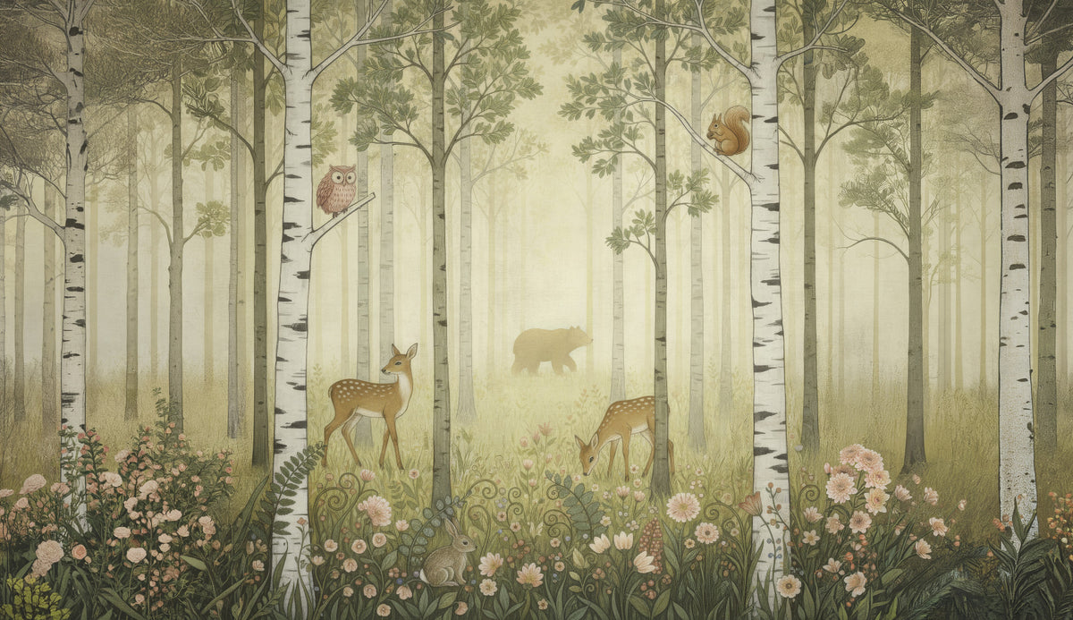 Forest Animals and Wildflowers – Summer Wall Mural